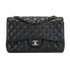 Jumbo Classic Double Flap, &pound;5,500, Handbags, Black, Caviar, Front view